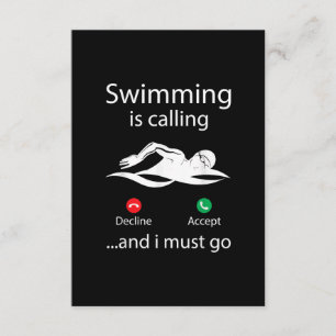 Swimming Is Calling Decline Accept & I Must Go Enclosure Card