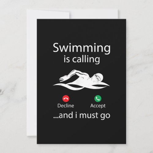 Swimming Is Calling Decline Accept  I Must Go Holiday Card