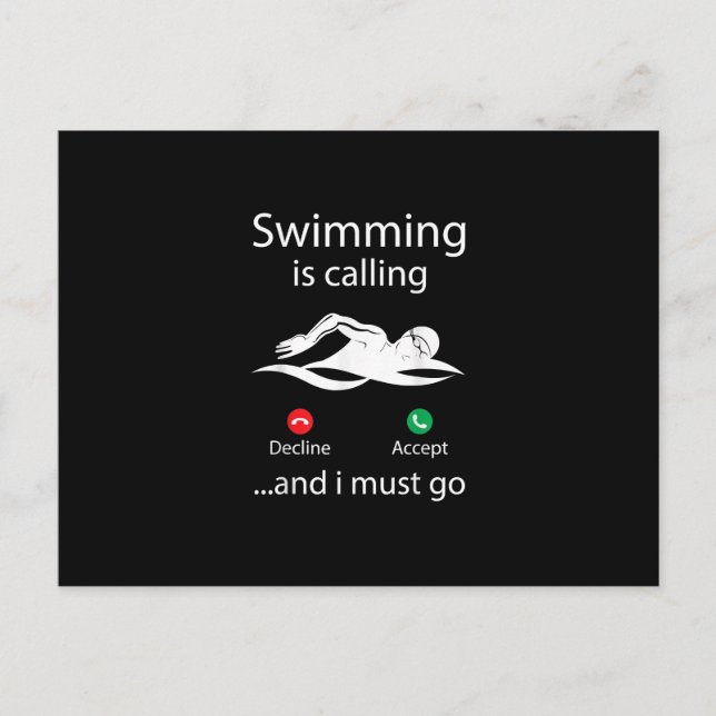Swimming Is Calling Decline Accept & I Must Go Invitation Postcard (Front)