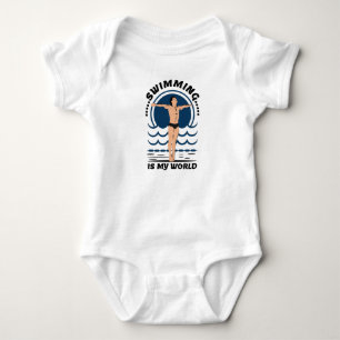 Swimming is My World - Swimmer in Speedo Baby Bodysuit