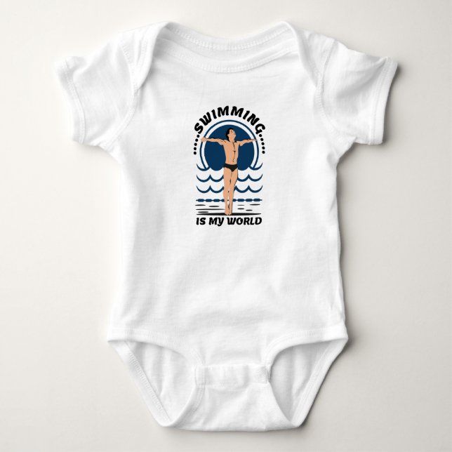 Swimming is My World - Swimmer in Speedo Baby Bodysuit (Front)
