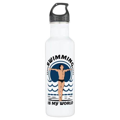 Swimming is My World _ Swimmer in Speedo Stainless Steel Water Bottle
