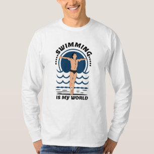 Swimming is My World - Swimmer in Speedo T-Shirt