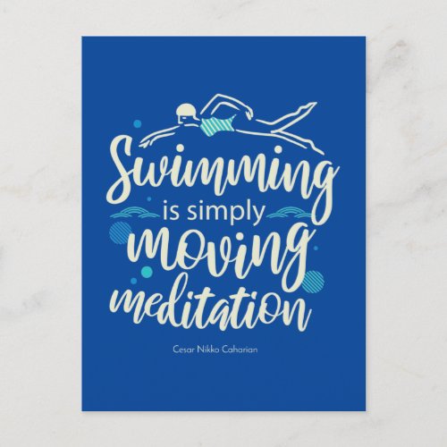 Swimming is simply moving mediation postcard