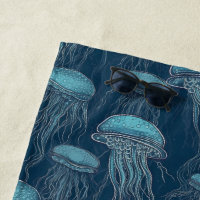 Swimming jellyfish in a deep blue ocean