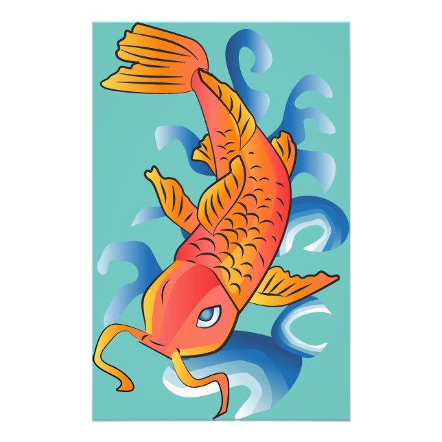 Swimming Koi Fish Illustration Photo Print (Front)