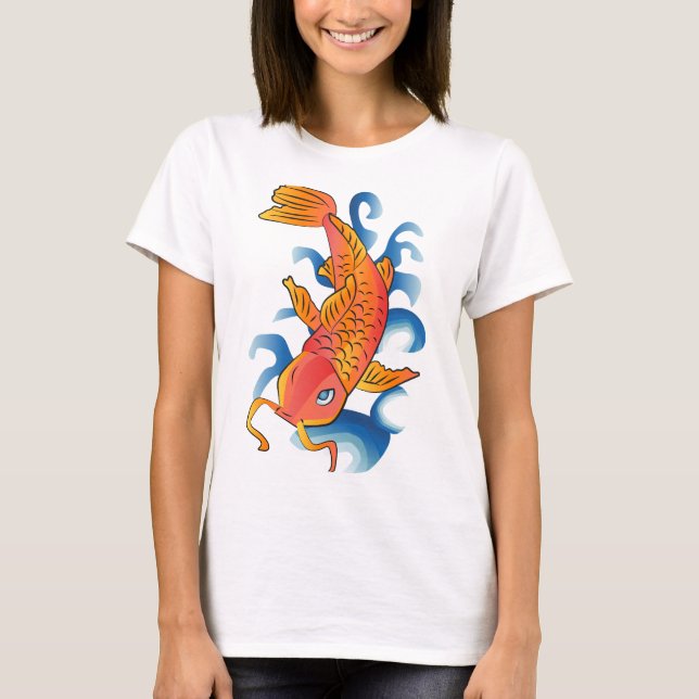 Swimming Koi Fish Illustration T-Shirt (Front)