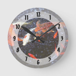 Swimming Koi Round Clock
