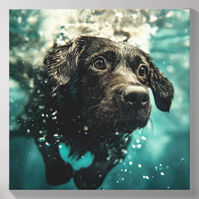 Swimming Labrador Puppy Underwater Design Canvas Photo Tile (Front Set)