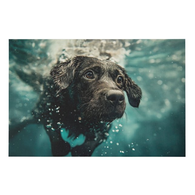 Swimming Labrador Puppy Underwater Design Faux Canvas Print (Front)