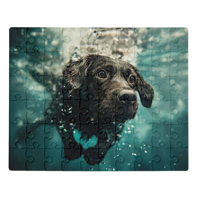 Swimming Labrador Puppy Underwater Design Jigsaw Puzzle (Puzzle Horizontal)