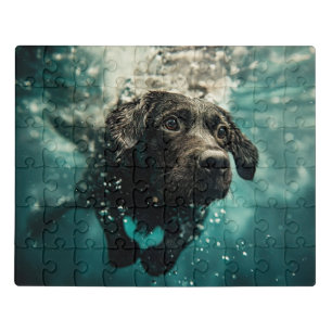 Swimming Labrador Puppy Underwater Design Jigsaw Puzzle