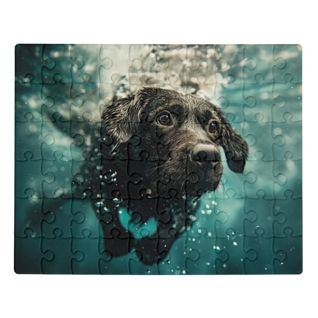 Swimming Labrador Puppy Underwater Design Jigsaw Puzzle (Puzzle Horizontal)