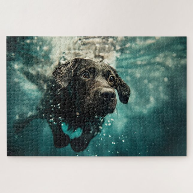 Swimming Labrador Puppy Underwater Design Jigsaw Puzzle (Horizontal)