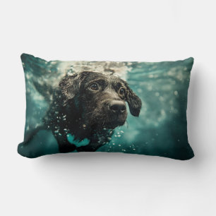 Swimming Labrador Puppy Underwater Design Lumbar Pillow