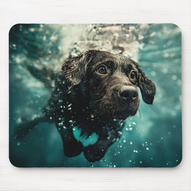 Swimming Labrador Puppy Underwater Design Mouse Pad (Front)