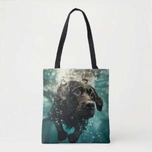 Swimming Labrador Puppy Underwater Design Tote Bag