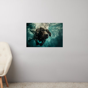 Swimming Labrador Puppy Underwater Design Wall Decal