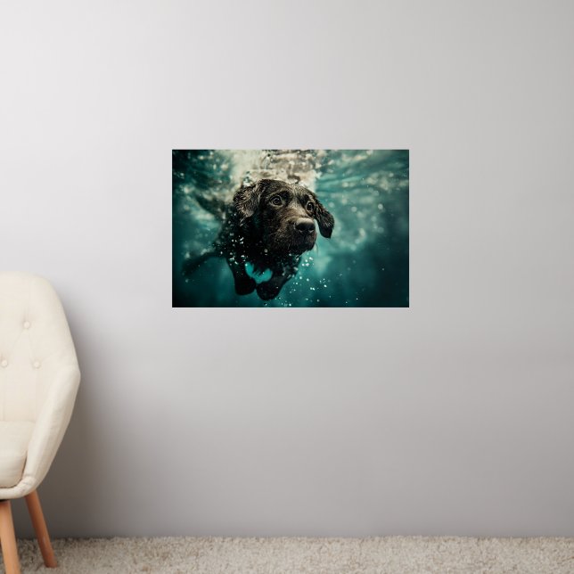 Swimming Labrador Puppy Underwater Design Wall Decal (Living Room 2)