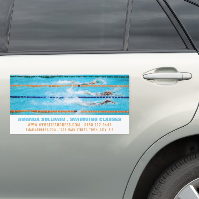 Swimming Lanes, Swimming Coach/Classes Car Magnet (In Situ)
