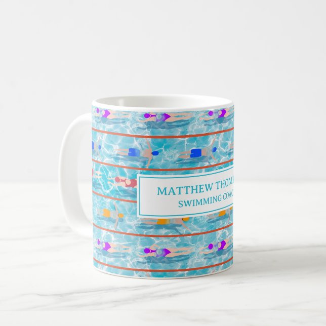 Swimming Laps Pool Swim Team Coach Coffee Mug (Front Left)