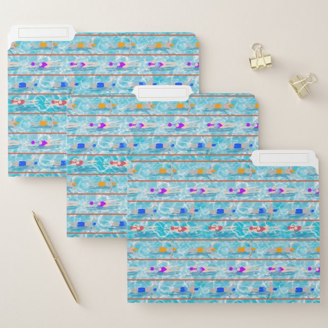 Swimming Laps Pool Swim Team Pattern File Folder (Set)