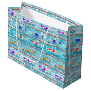 Swimming Laps Pool Swim Team Pattern Large Gift Bag