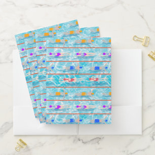Swimming Laps Pool Swim Team Pattern Pocket Folder