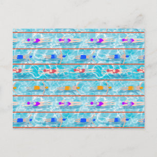 Swimming Laps Pool Swim Team Pattern Postcard
