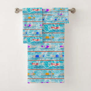 Swimming Laps Water Swim Team Bath Towel Set