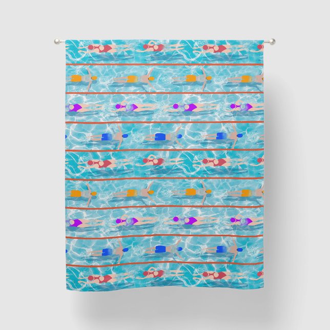 Swimming Laps Water Swim Team Pattern  Blackout Curtains (Front)
