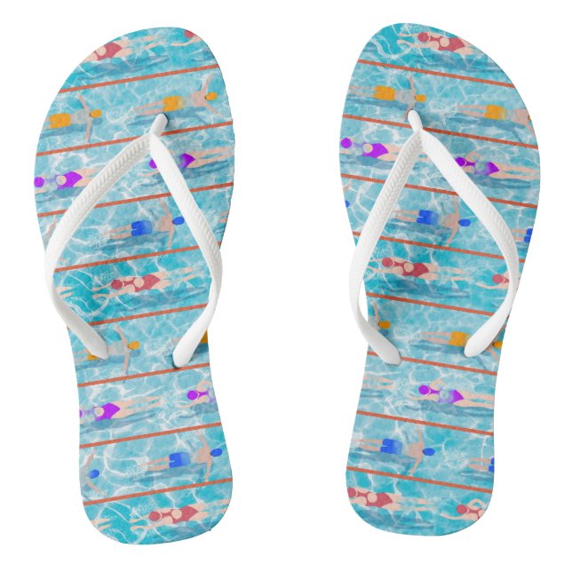 Swimming Laps Water Swim Team Pattern  Flip Flops (Footbed)