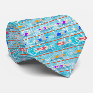 Swimming Laps Water Swim Team Pattern Neck Tie