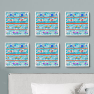 Swimming Laps Water Swim Team Seamless Pattern  Peel And Stick Photo Tile