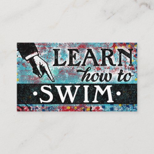 Swimming Lessons Business Cards _ Blue Red