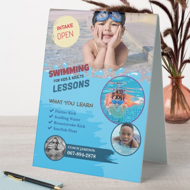 Swimming Lessons Table Tent Sign (In SItu (Table))