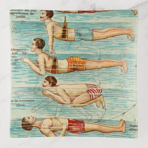 Swimming Lessons Vintage Diagram Trinket Tray