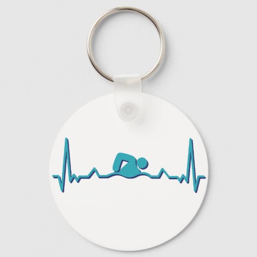 Swimming Lifeline and Heartbeat Funny Swimmer Keychain