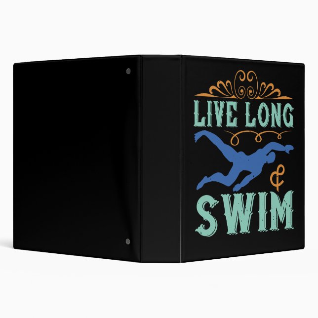 Swimming - Live long & swim 3 Ring Binder (Background)