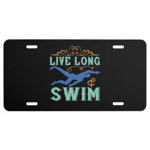 Swimming - Live long & swim License Plate