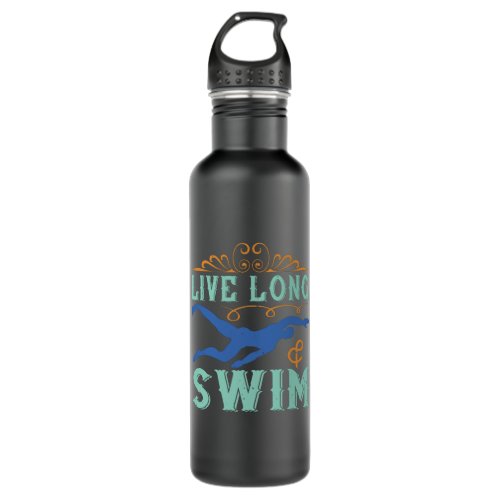 Swimming _ Live long  swim Stainless Steel Water Bottle