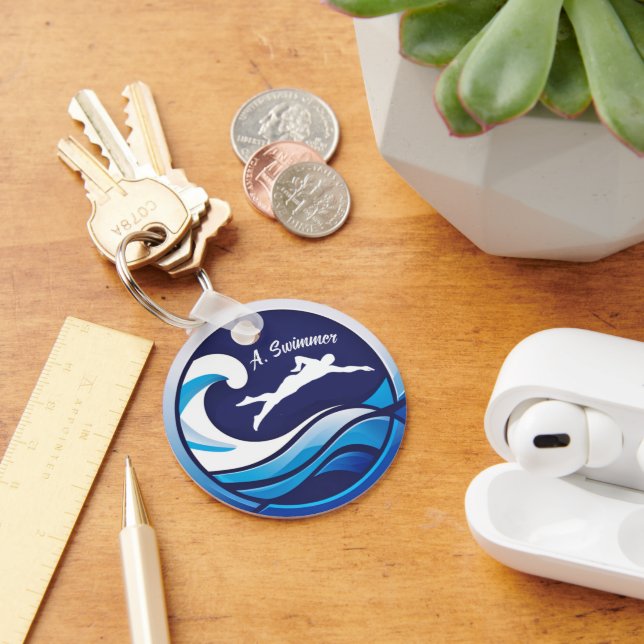 Swimming logo Personalize with name Keychain (Desk)