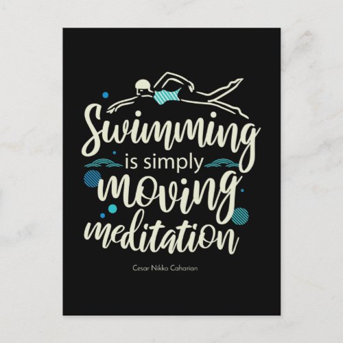 Swimming Mediation Inspirational Hobby Quotes Postcard