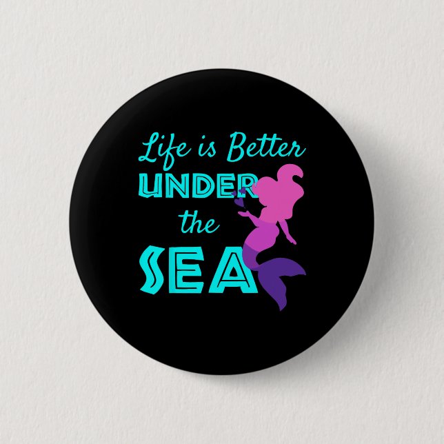 Swimming Mermaid Diving  Button (Front)