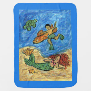 Swimming Mermaid Fun Art Custom Design Blankets