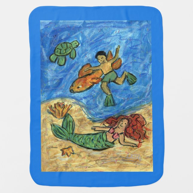 Swimming Mermaid Fun Art Custom Design Blankets (Front)