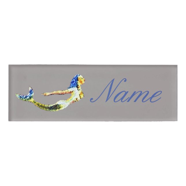 Swimming Mermaid Grey Thunder_Cove Name Tag (Front)