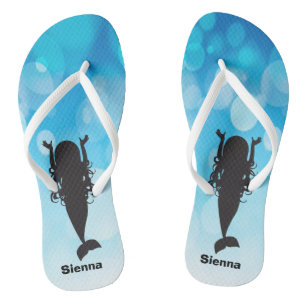 Swimming Mermaid Silhouette Flip Flops