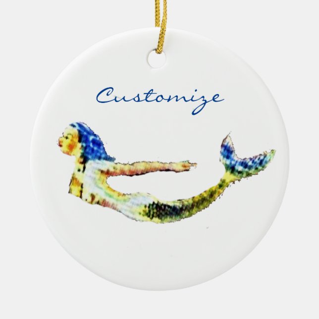 Swimming Mermaid Thunder_Cove Ceramic Ornament (Front)