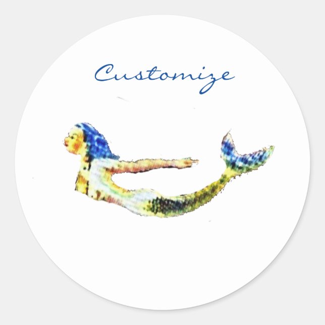 Swimming Mermaid Thunder_Cove Classic Round Sticker (Front)